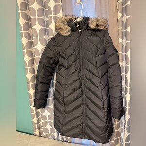 Euc Eddie Bauer Navy Blue down 3/4 length jacket medium